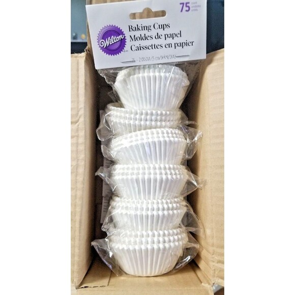 Wilton 415-2505 White 2 inch Dia Baking Cups - 6 Lot X 75 each (450 Total) - Picture 1 of 4